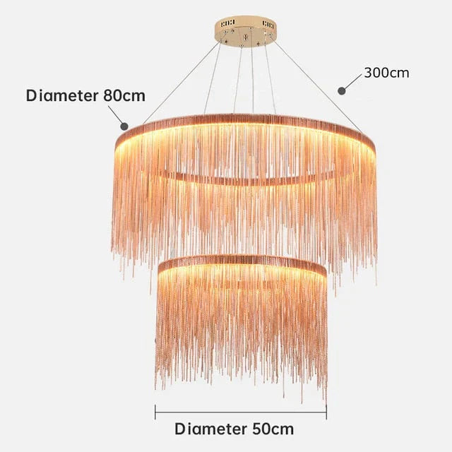 Aurora - Rectangle Led Chandelier Rose Gold Dia50 80Cm / Three Color Change
