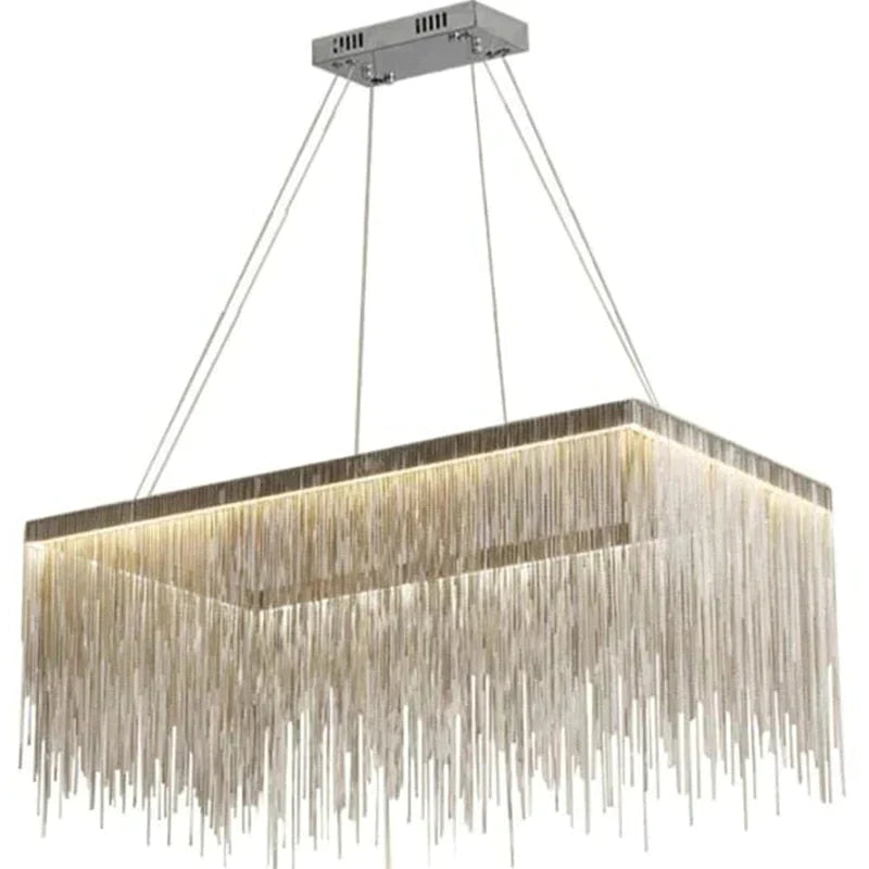 Aurora - Rectangle Led Chandelier Silver L100X40Cm / Three Color Change