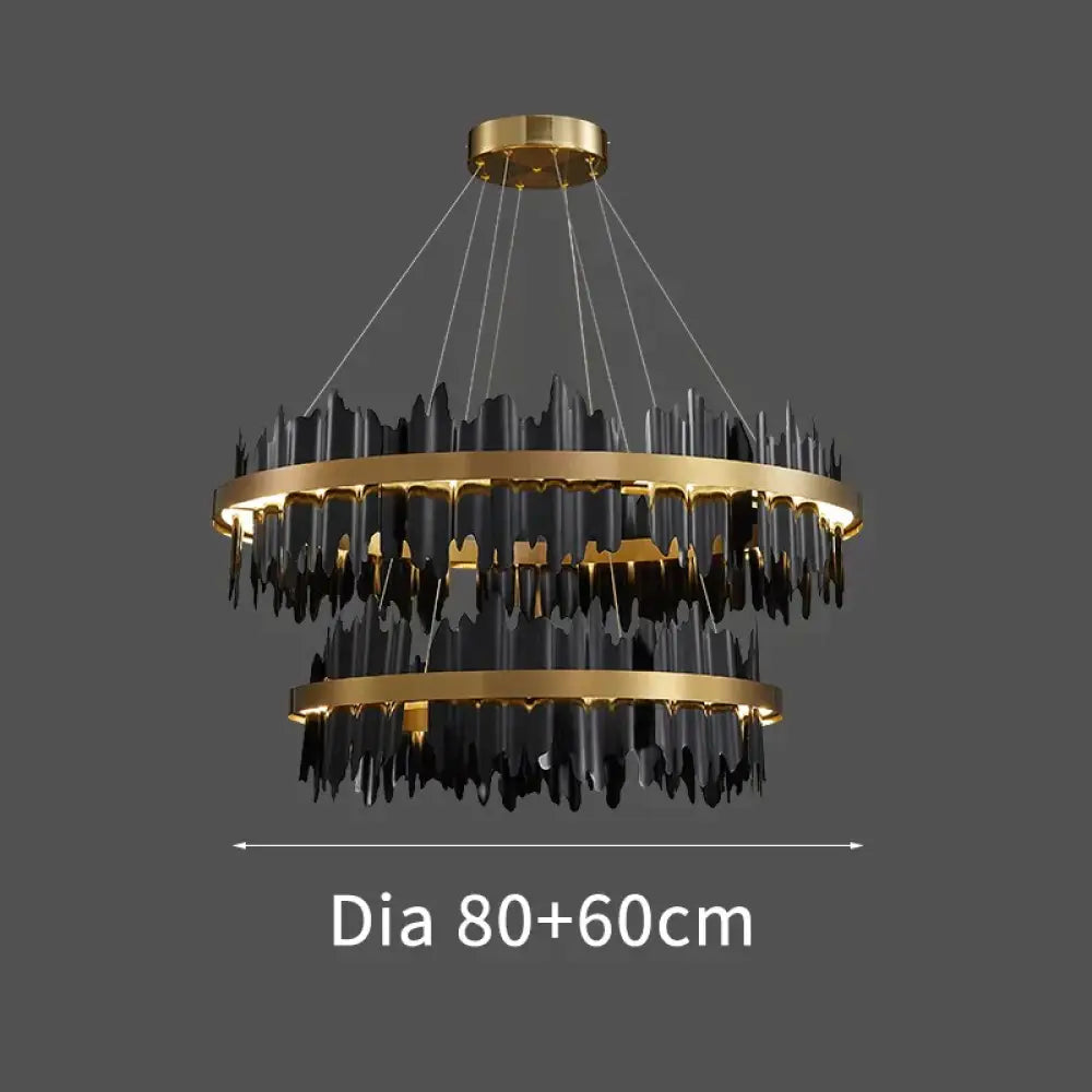 Azalea Modern Creative Black round LED Chandelier Diameter 80x60cm Light