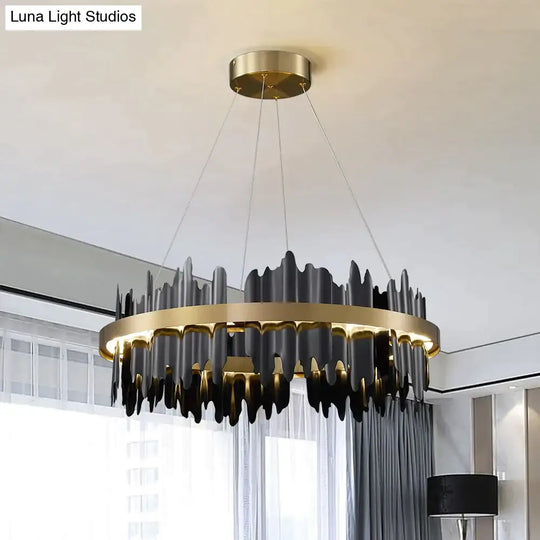 Azalea Modern Creative Black round LED Chandelier Light