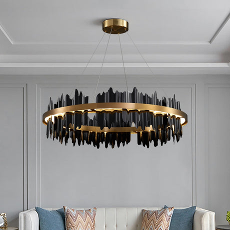 Noir Brilliance - Contemporary Black Led Chandelier Diameter 60Cm Light
