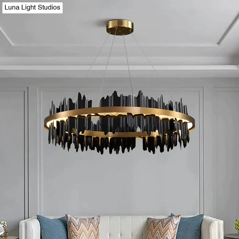 Azalea Modern Creative Black round LED Chandelier Light