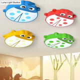 Baby Room Cartoon Ladybug Ceiling Mount Light - Slim Acrylic & Metal Lamp
