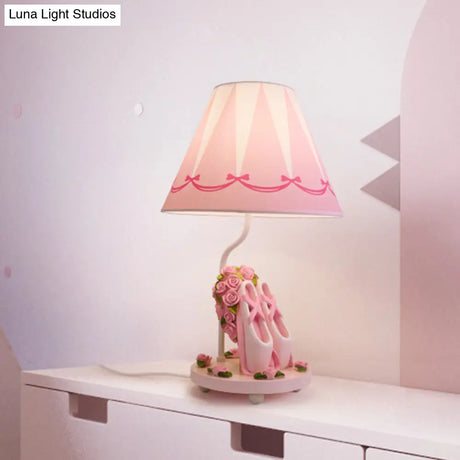 Bailey - Ballet Shoes Girl’s Bedside Night Lamp Resin 1 Head Kids Style Table Light With Cone