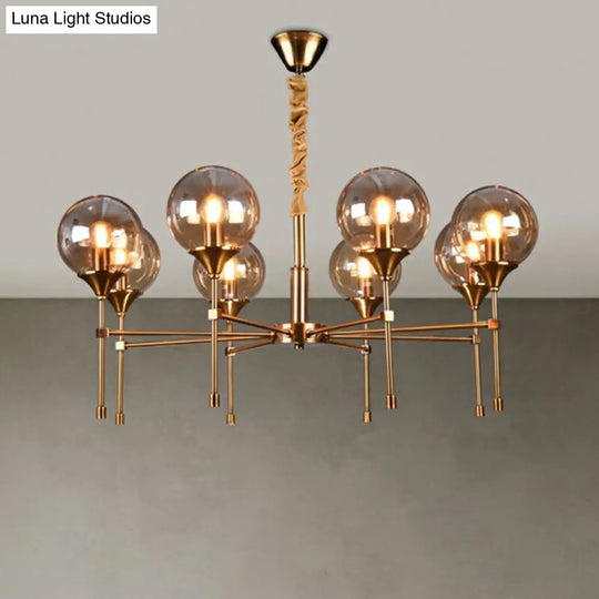 Modern Ball Up Chandelier: Elegant Glass Suspension Light Fixture For Dining Room In Brass