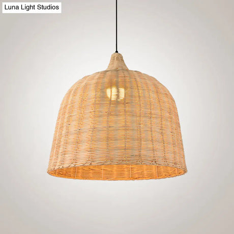 Bamboo Bell Hanging Lamp: Handcrafted 1-Light Pendant For Restaurants - 10’/12’/23.5’ Wide