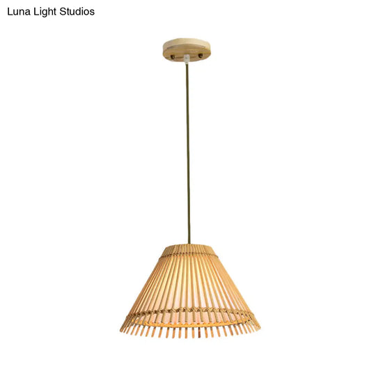 Bamboo Cone Ceiling Lamp: Modern Wood Pendant Light - Ideal For Living Room