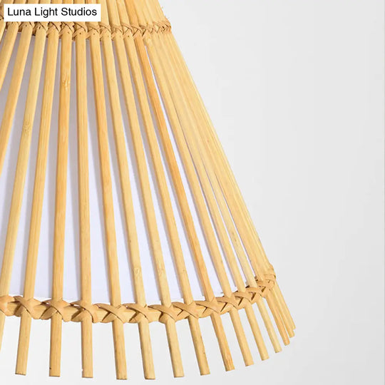 Bamboo Cone Ceiling Lamp: Modern Wood Pendant Light - Ideal For Living Room