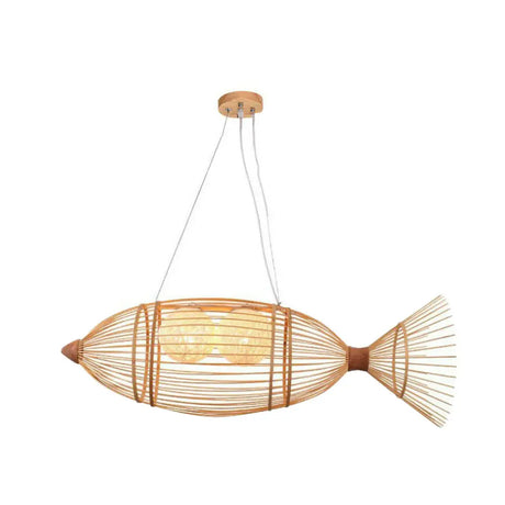 Bamboo Fish Chandelier Pendant Light For Corridor - Minimalist Wood Lighting 2 /