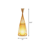 Bamboo Floor Lamp From South-East Asia With Tapered Design And Cylindrical Shade Wood / Small