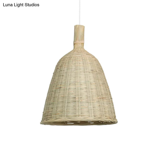 Bamboo Funnel Tea Room Pendant Light - Wood Simplicity Fixture
