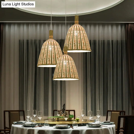 Bamboo Funnel Tea Room Pendant Light - Wood Simplicity Fixture