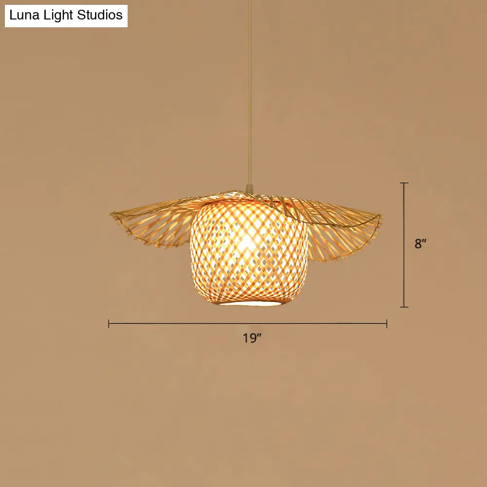 Bamboo Lotus Leaf Pendant Light For Restaurants - Simplicity And Elegance In Wood / B