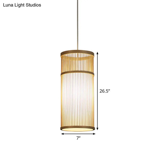 Bamboo Pendant Light: Modern Chinese Teahouse Ceiling Lamp