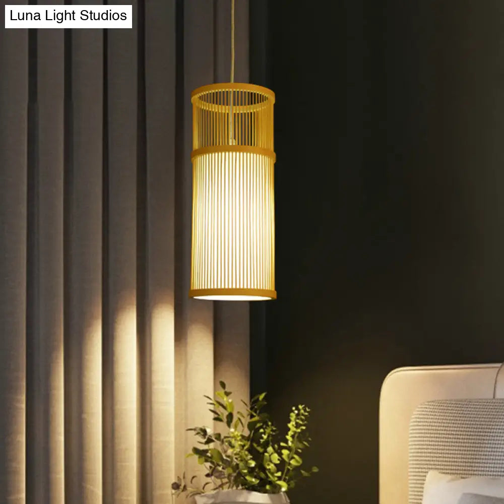 Bamboo Pendant Light: Modern Chinese Teahouse Ceiling Lamp