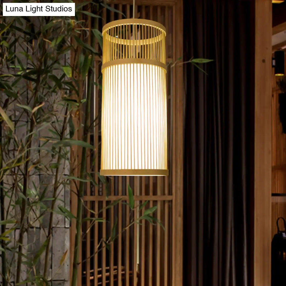 Bamboo Pendant Light: Modern Chinese Teahouse Ceiling Lamp