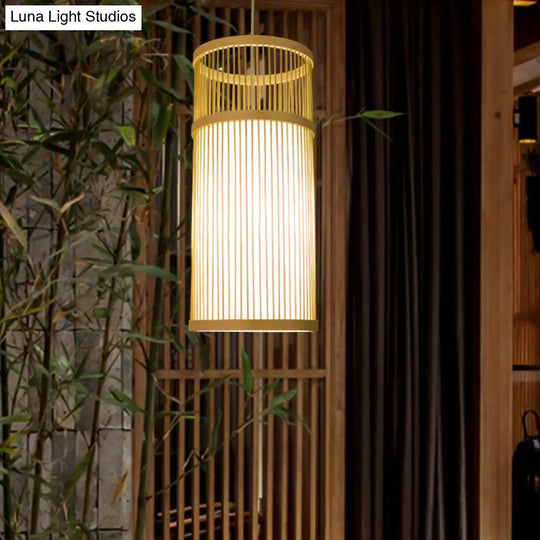 Bamboo Pendant Light: Modern Chinese Teahouse Ceiling Lamp