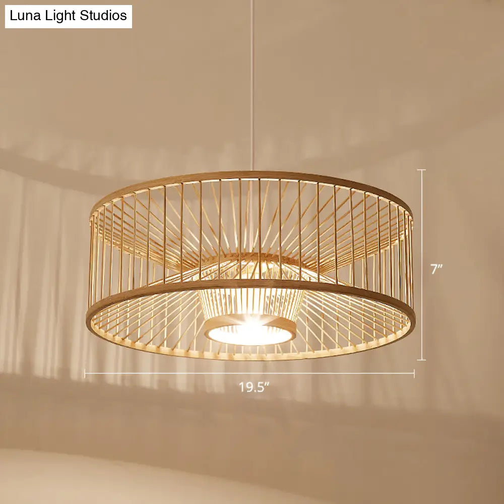 Bamboo Pendant Light: Stylish Single-Bulb Wood Suspension Fixture