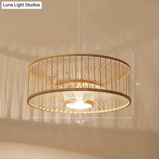 Bamboo Pendant Light: Stylish Single-Bulb Wood Suspension Fixture