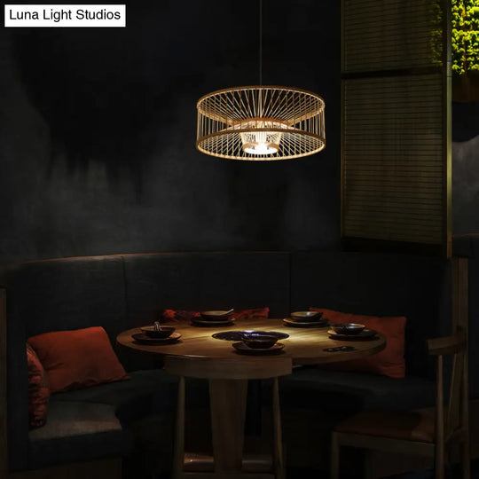 Bamboo Pendant Light: Stylish Single-Bulb Wood Suspension Fixture
