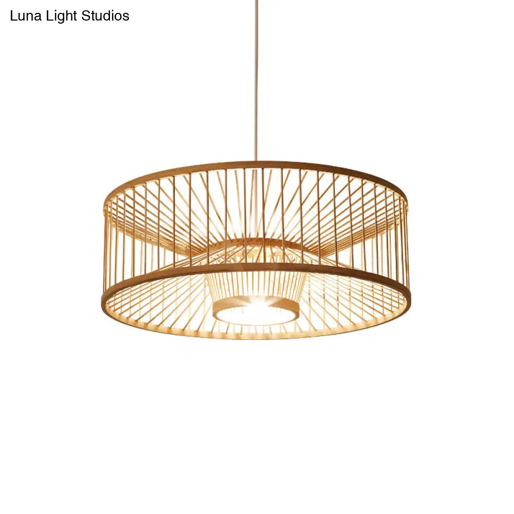 Bamboo Pendant Light: Stylish Single-Bulb Wood Suspension Fixture