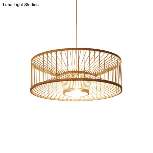 Bamboo Pendant Light: Stylish Single-Bulb Wood Suspension Fixture