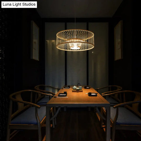 Bamboo Pendant Light: Stylish Single-Bulb Wood Suspension Fixture
