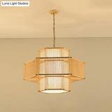 Bamboo Single Pendant Light: Geometric Shape Asian Design For Guest Room