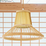 Bamboo Trumpet Pendant Light In Beige - Southeat Asian Inspired Fixture