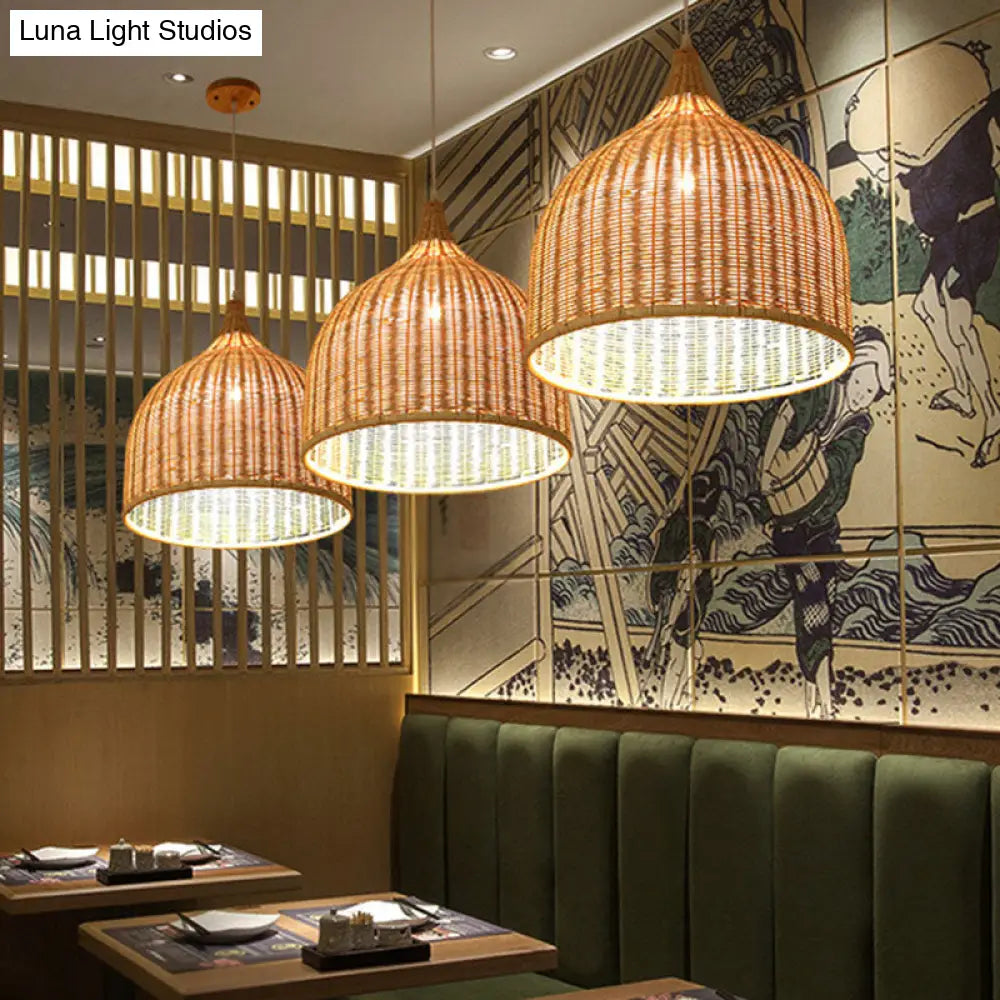 Bamboo Trumpet Tearoom Pendant Lamp - Asian Style Ceiling Hang Light With 1 Head