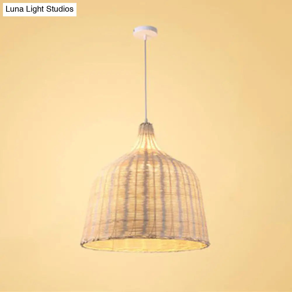 Bamboo Trumpet Tearoom Pendant Lamp - Asian Style Ceiling Hang Light With 1 Head