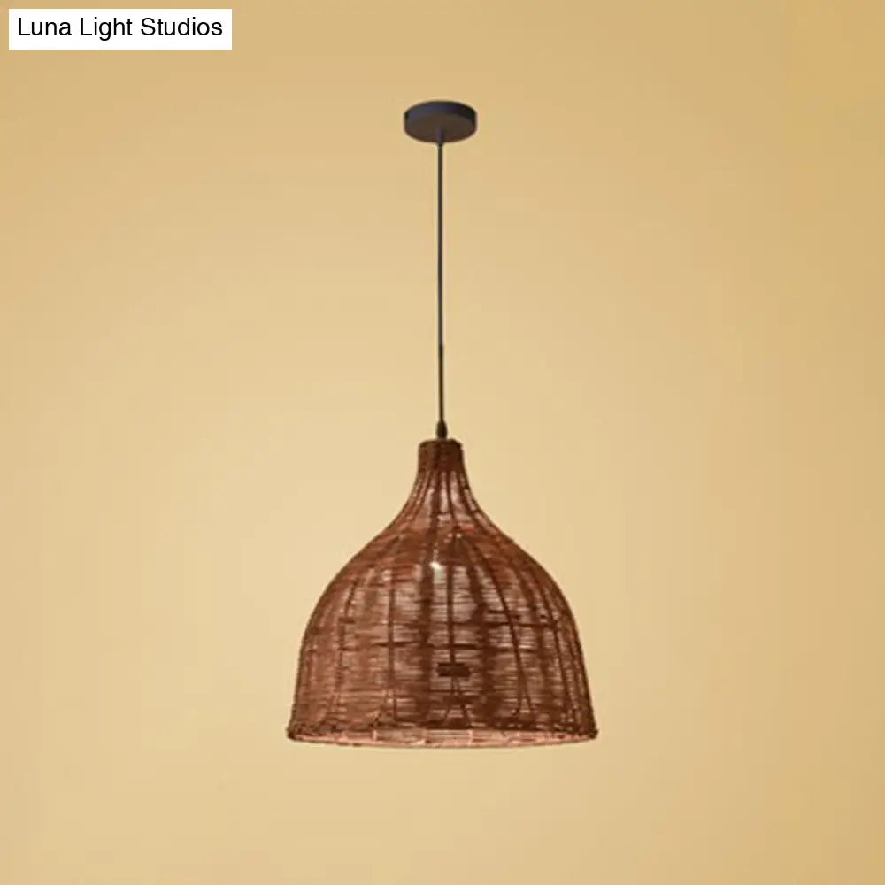 Bamboo Trumpet Tearoom Pendant Lamp - Asian Style Ceiling Hang Light With 1 Head
