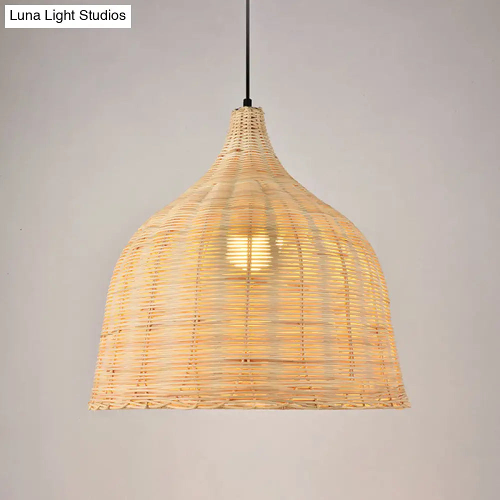 Bamboo Trumpet Tearoom Pendant Lamp - Asian Style Ceiling Hang Light With 1 Head