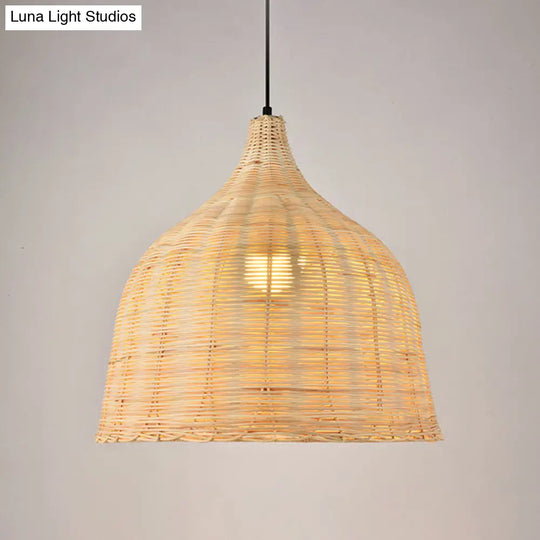 Bamboo Trumpet Tearoom Pendant Lamp - Asian Style Ceiling Hang Light With 1 Head