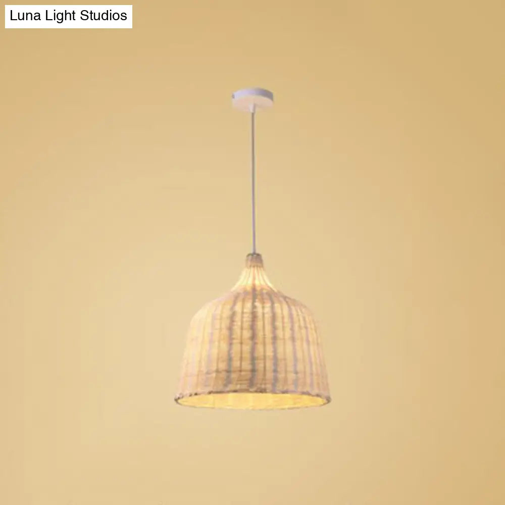 Bamboo Trumpet Tearoom Pendant Lamp - Asian Style Ceiling Hang Light With 1 Head