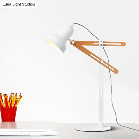 Barbara - Industrial Iron And Wooden Arm White Nightstand Light