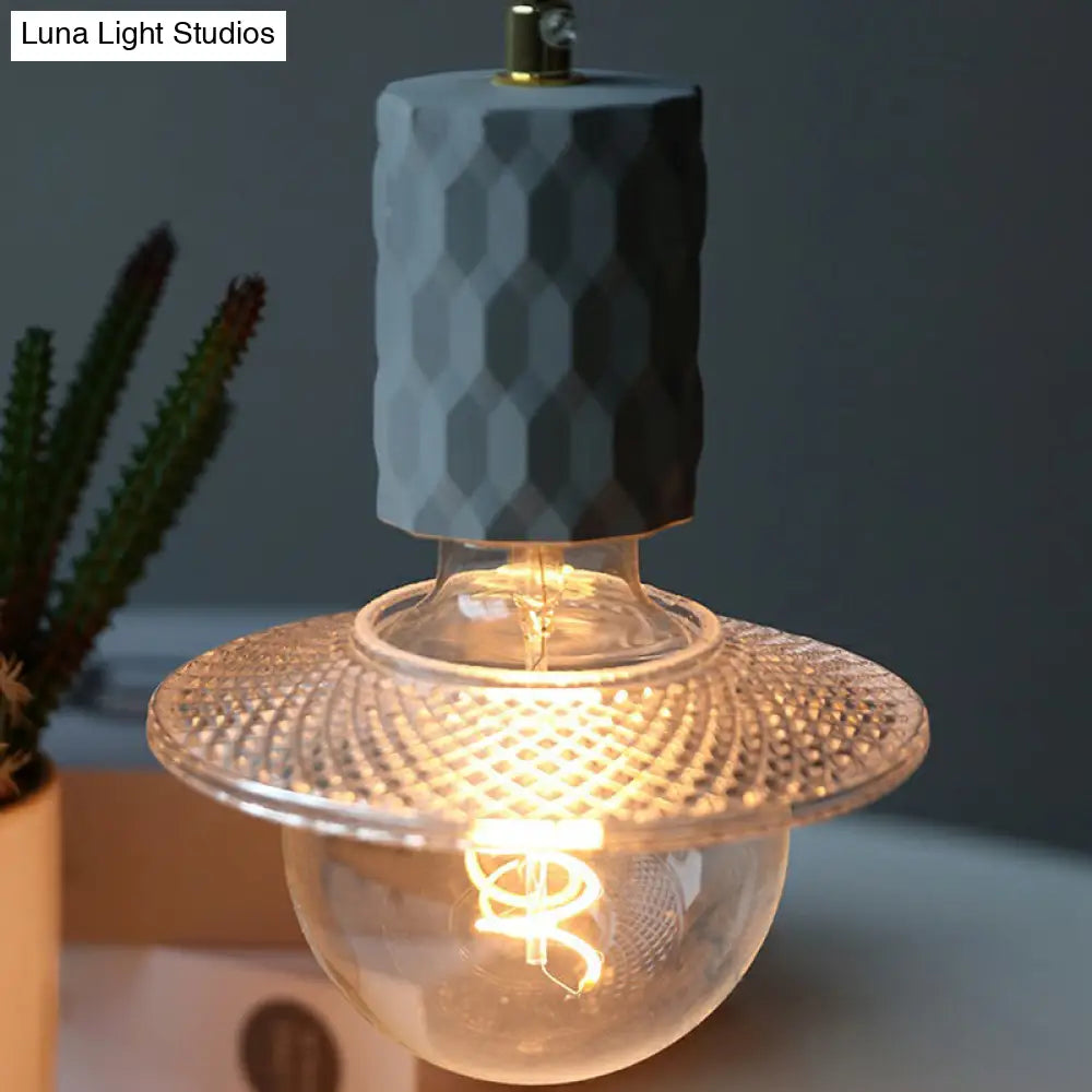 Bare Bulb Hanging Light Fixture - Minimalist Cement 1-Light Black Pendant For Restaurants