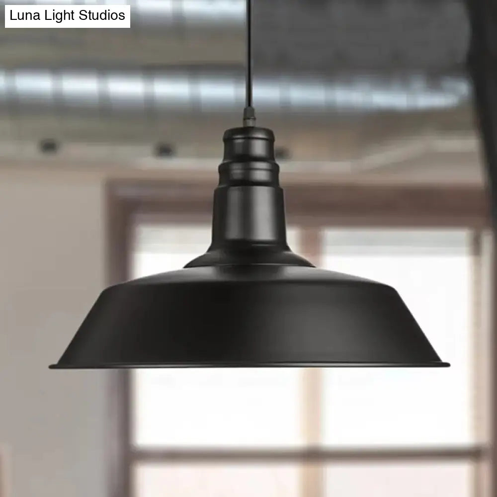 Barn-Inspired Pendant Light Industrial Metal Suspension Black Perfect For Study Room / 10