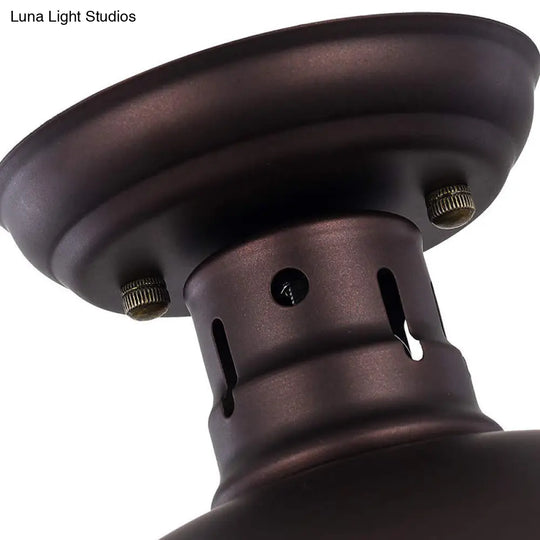 Barn Shade Kitchen Semi Mount Light With Antique Bronze Finish