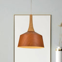 Barn Style Farm Suspension Light - White/Red Brown/Coffee Finish Aluminum Hanging Lamp With Wooden