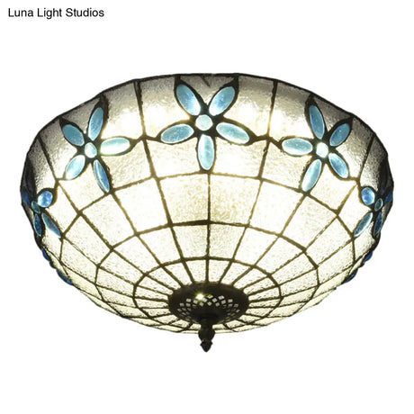 Baroque 3 - Head Cut Glass Clear/Textured White Flushmount Ceiling Light