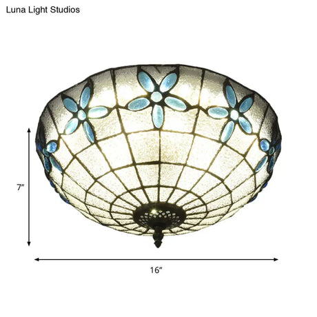 Baroque 3 - Head Cut Glass Clear/Textured White Flushmount Ceiling Light