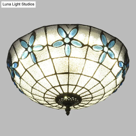 Baroque 3 - Head Cut Glass Clear/Textured White Flushmount Ceiling Light