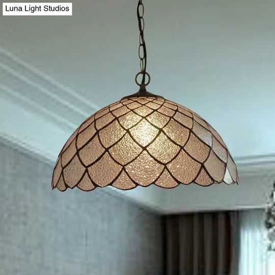 Black Baroque Ceiling Light With Silver Textured Glass Pendant