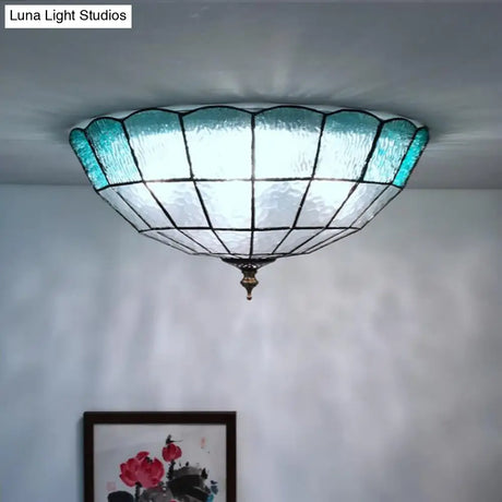 Baroque Blue Glass Ceiling Flush Mount Lighting Fixture - 2/3/4 Lights 12’/16’/19.5’ Wide