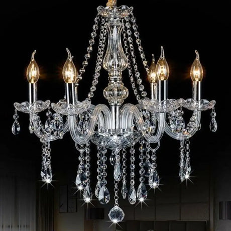 Baroque Candelabra Chandelier: Clear Crystal Pendant Light For Dining Room 6 /