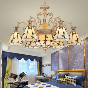 Baroque Conical Chandelier - 9/11 Lights Cut Glass With White & Gold Finish 9 / White-Gold