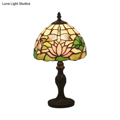 Baroque Cut Glass Night Table Lamp With Baluster Red/Pink Lighting For Bedroom