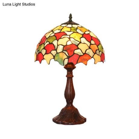 Baroque Glass Night Lamp With Foliage Design - Hand-Crafted Coffee Finish Table Lighting 1 Bulb