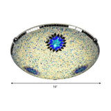 Baroque Stained Glass Flushmount Lighting - Yellow & Blue 2/3/4 Light 12/16/19.5 Wide